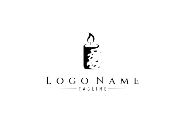 Diseño del logotipo de la vela con efecto erosionado en estilo de diseño plano