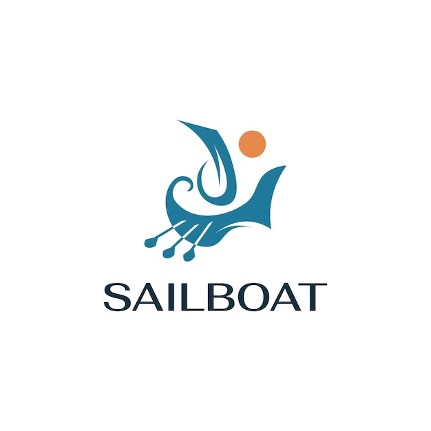 Diseño de logotipo de velero azul simple y elegante
