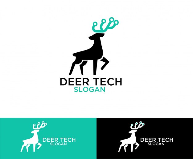 diseño de logotipo de venado tecnología símbolo