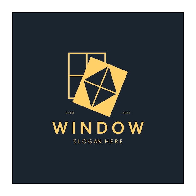 Diseño de logotipo de ventana simple para vector de negocio de propiedad de arquitectura de construcción interior