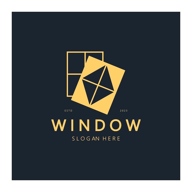 diseño de logotipo de ventana simple para vector de negocio de propiedad de arquitectura de construcción interior