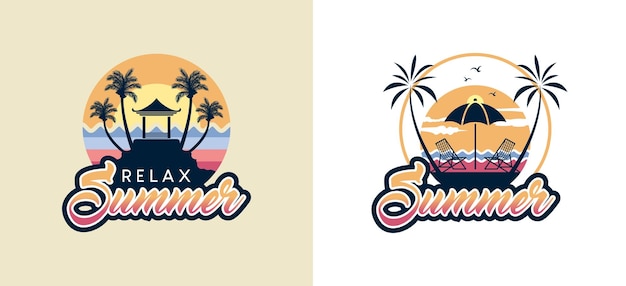 Diseño de logotipo de verano con cenador y concepto de sombrilla de playa.