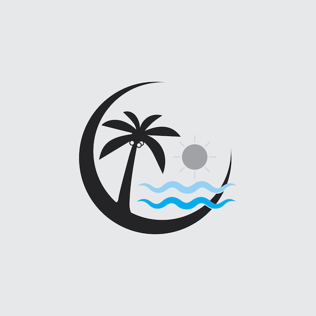 diseño de logotipo de verano e ilustración de stock del icono de la palmera