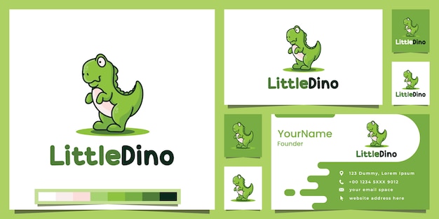 diseño de logotipo de la versión de dibujos animados de little dino