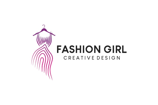 Diseño de logotipo de vestido de belleza de moda de mujer abstracta dibujada a mano