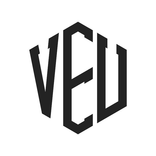 Diseño del logotipo VEU Letra inicial VEU Monograma Logotipo con forma de hexágono