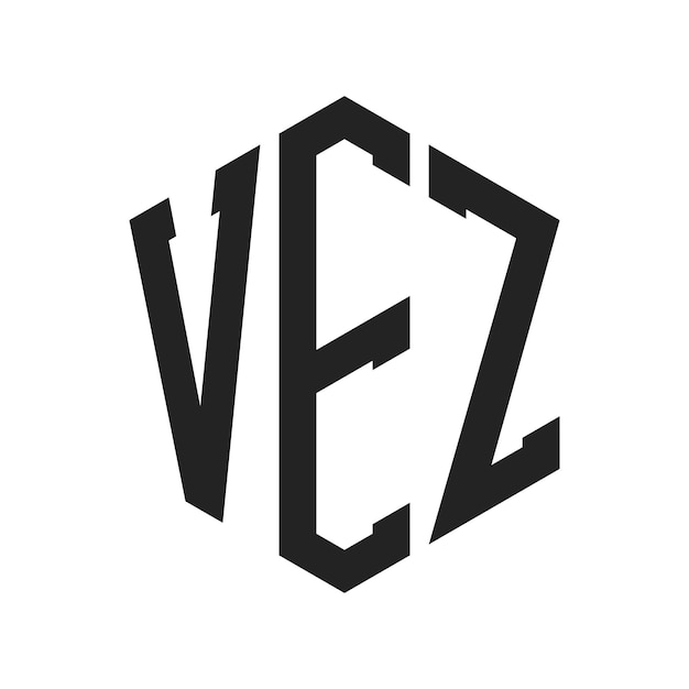 Diseño del logotipo de VEZ Letra inicial VEZ Monograma Logotipo con forma de hexágono