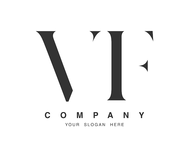 Diseño del logotipo de VF Letra inicial v y f estilo de fuente serif Nombre de empresa clásico creativo tipografía Logotipo o identidad de moda
