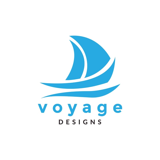 Diseño de logotipo de viaje en barco azul símbolo gráfico vectorial icono signo ilustración idea creativa