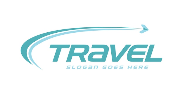 Diseño de logotipo de viaje con icono vectorial swoosh
