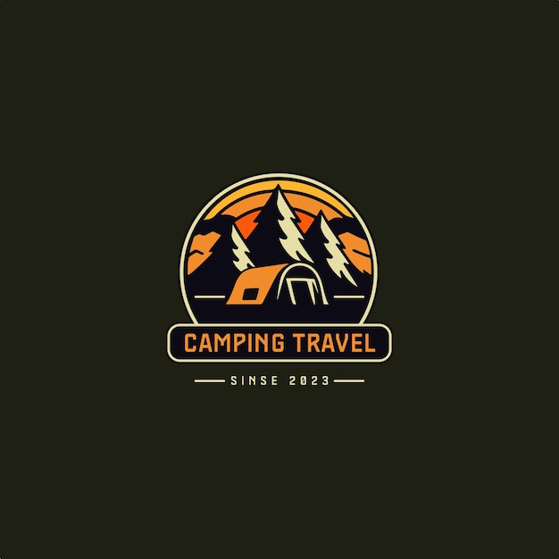 Diseño de logotipo de viajes de camping