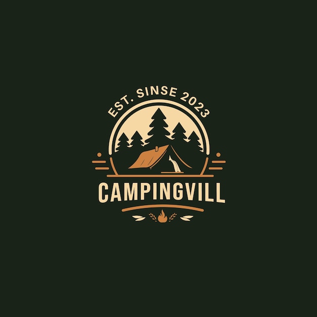 Diseño de logotipo de viajes de camping