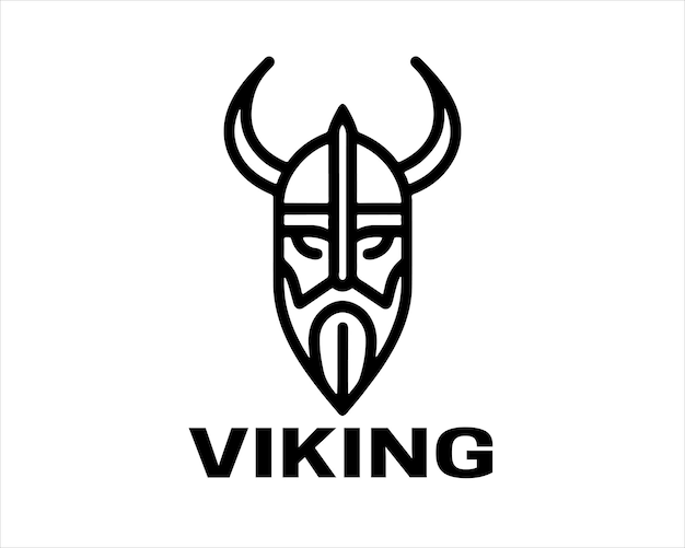 Diseño del logotipo de Viking Head Lines Icon Symbol Vector Template