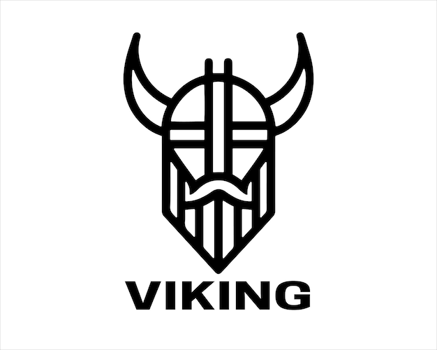 Diseño del logotipo de Viking Head Lines Icon Symbol Vector Template