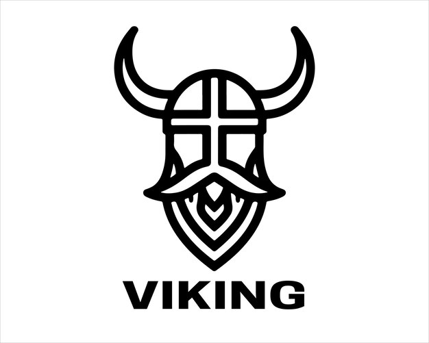 Diseño del logotipo de Viking Head Lines Icon Symbol Vector Template