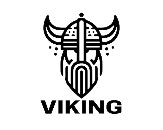Diseño del logotipo de Viking Head Lines Icon Symbol Vector Template