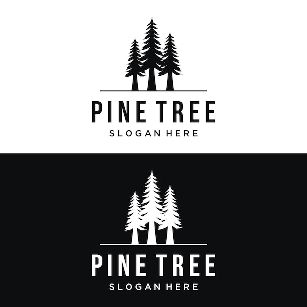 Diseño de logotipo vintage de árbol de pino y montaña Logotipo para aventurero camping naturaleza insignia y negocio