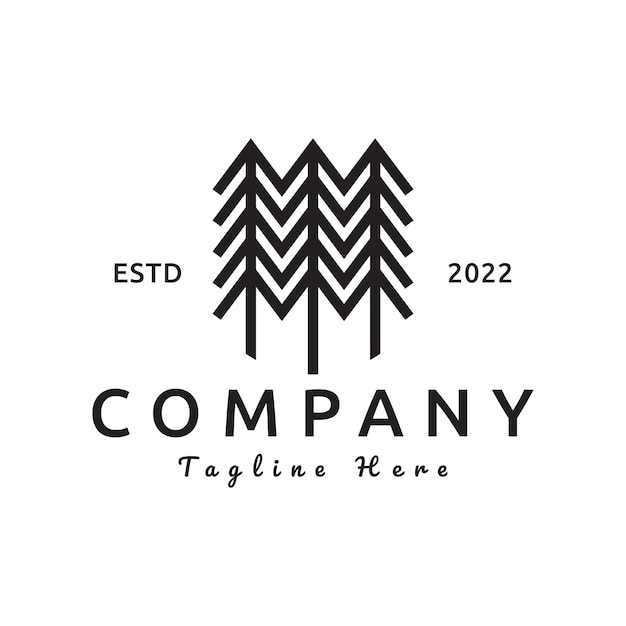 Diseño del logotipo vintage del árbol de pino