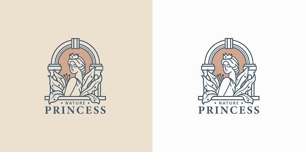 Diseño de logotipo Vintage Beauty Woman Line Art