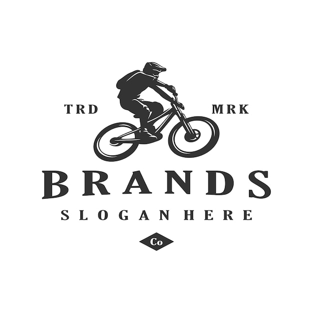diseño de logotipo vintage de bicicleta de descenso ilustración de plantilla vectorial