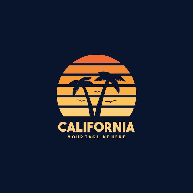 Diseño de logotipo vintage california beach