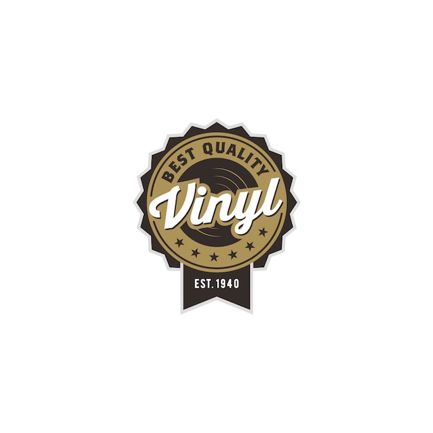 Diseño de logotipo vintage classic gramophone music vinyl record