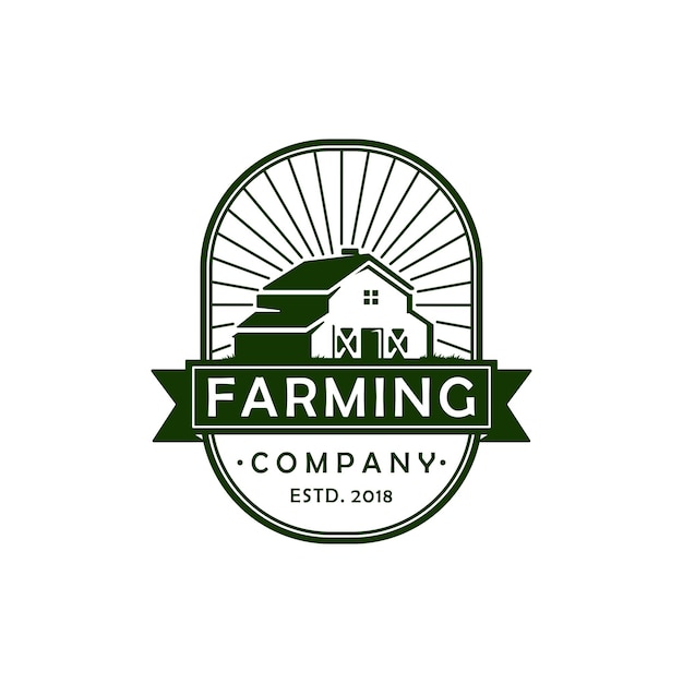 Vector diseño de logotipo vintage farm house barn emblem