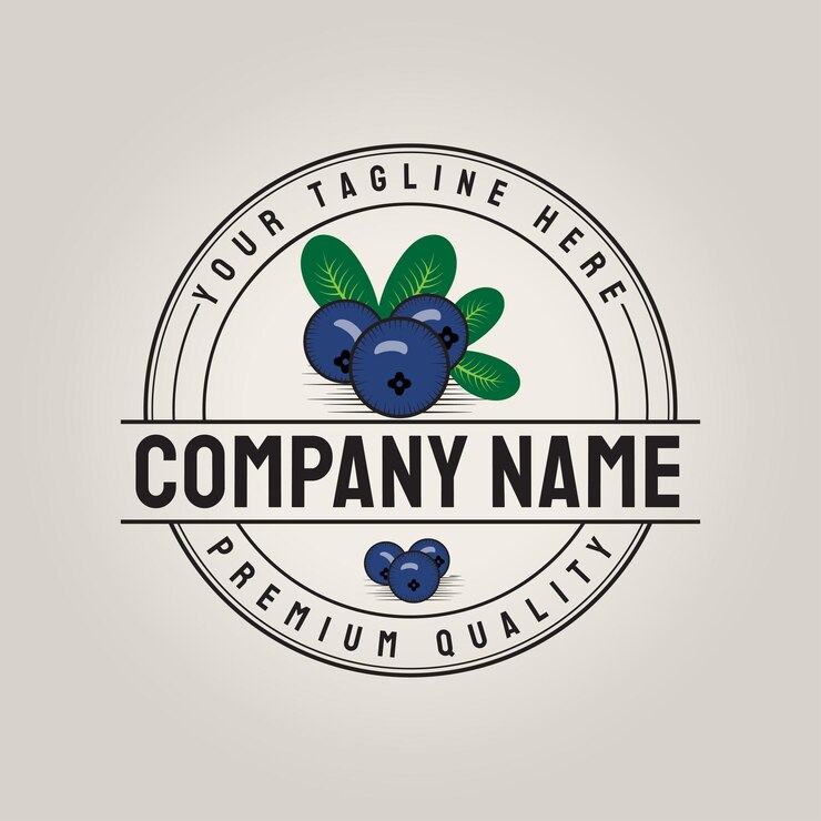 Diseño de logotipo vintage de fruta de postre de bayas de arándanos