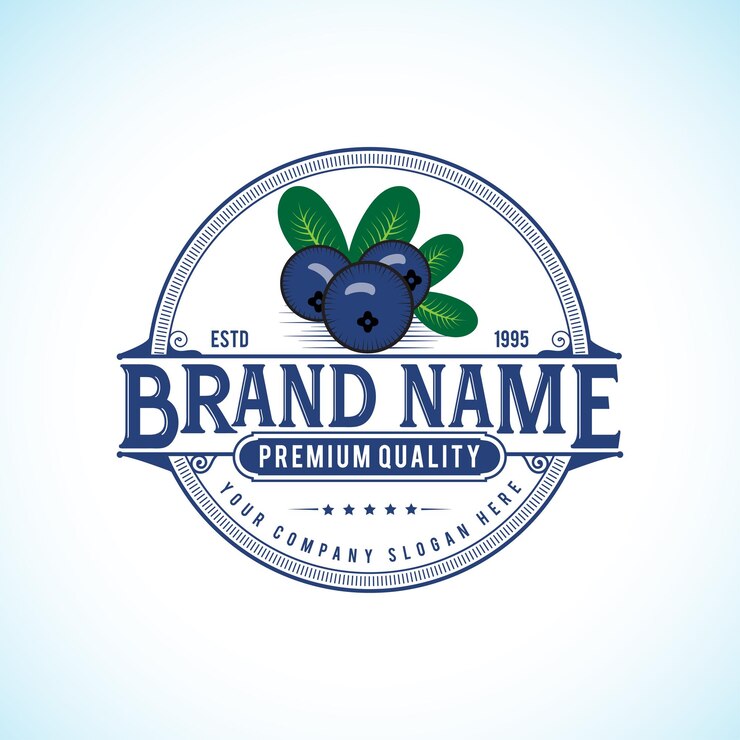 Diseño de logotipo vintage de fruta de postre de bayas de arándanos