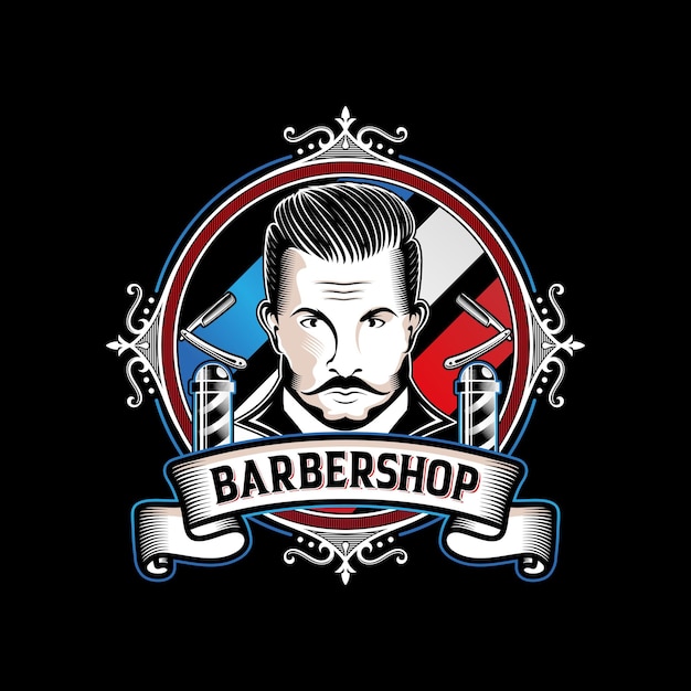 Vector diseño de logotipo vintage gentleman barber shop