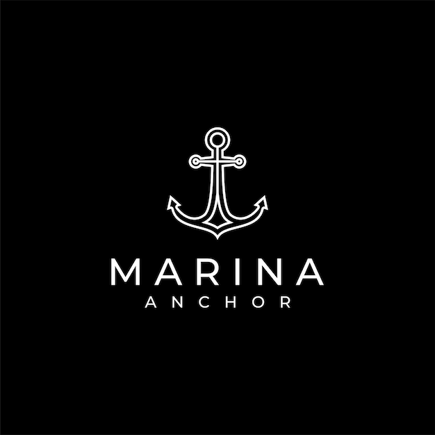 Diseño de logotipo Vintage Line art Anchor