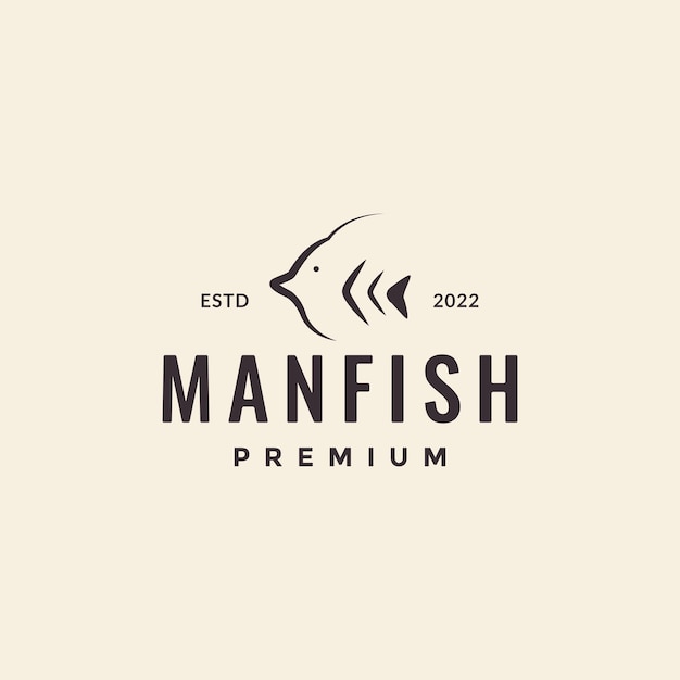 Vector diseño de logotipo vintage manfish hipster