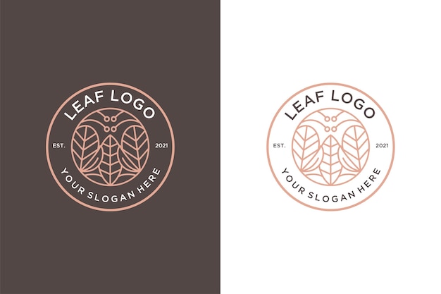 Vector diseño de logotipo vintage de naturaleza de arte lineal