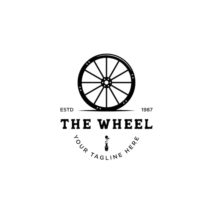 Vector diseño de logotipo vintage old wooden cart wheel