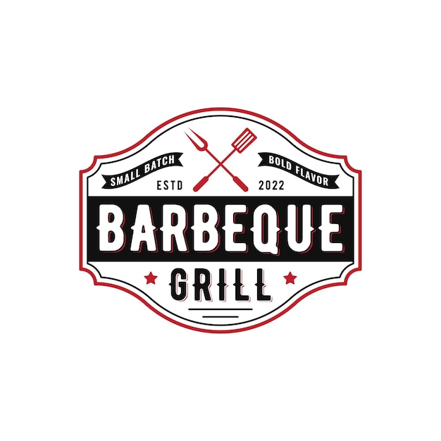 diseño de logotipo vintage de parrilla de barbacoa