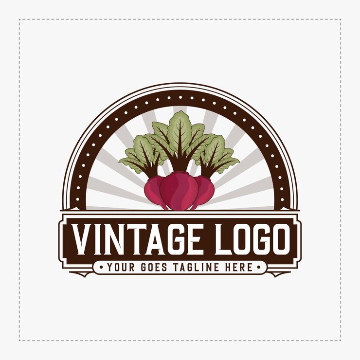 Diseño de logotipo vintage de remolachas orgánicas el logotipo vintage con una insignia