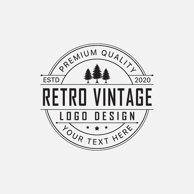 Diseño de logotipo vintage retro árbol