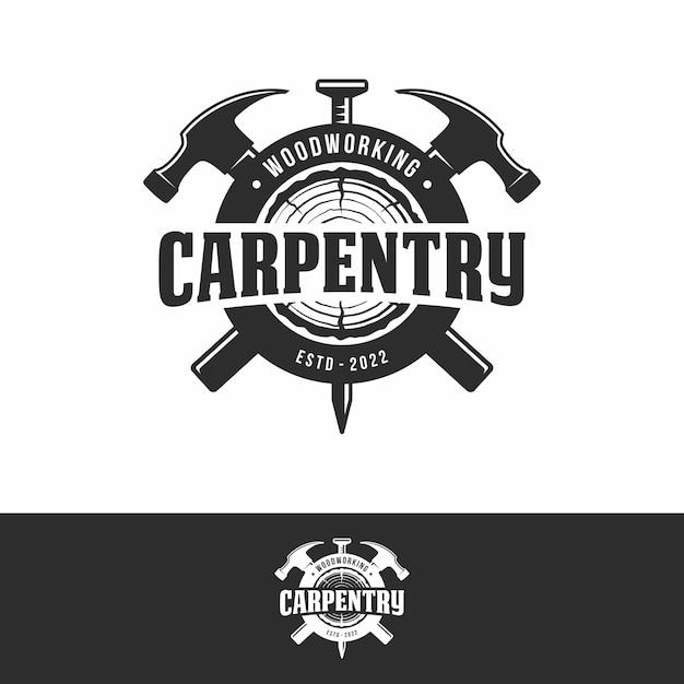 diseño de logotipo vintage retro de carpintería