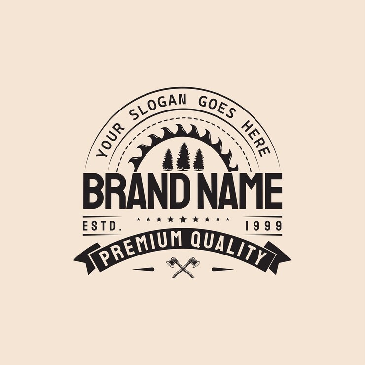 Diseño de logotipo vintage retro hacha de árbol de carpintería
