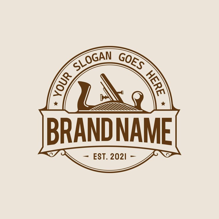Diseño de logotipo vintage retro hecho a mano de carpintería de carpintería
