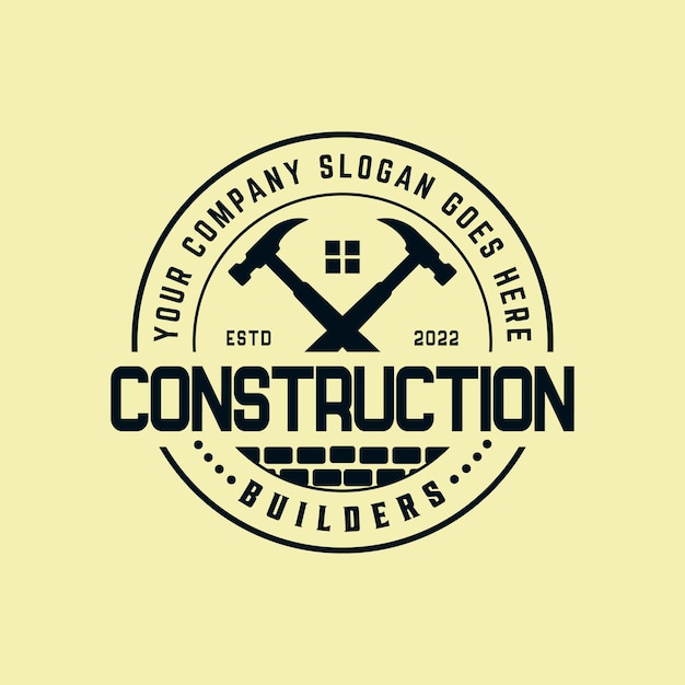 Diseño de logotipo vintage retro de servicio de reparación de herramientas de construcción de manitas