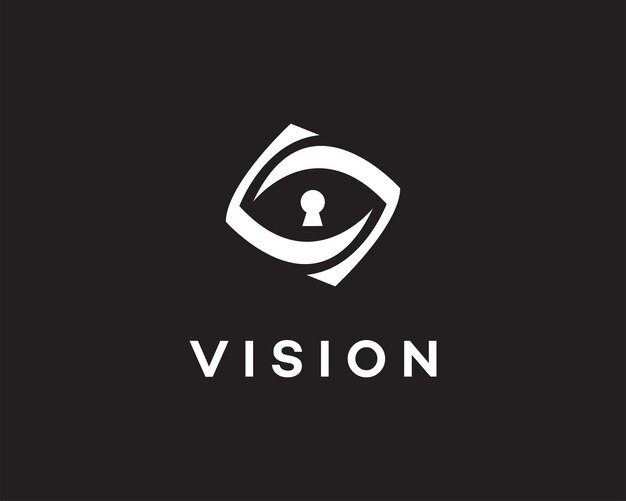 Diseño del logotipo de Visionary Security Keyhole Eye Abstracto Blanco Negro