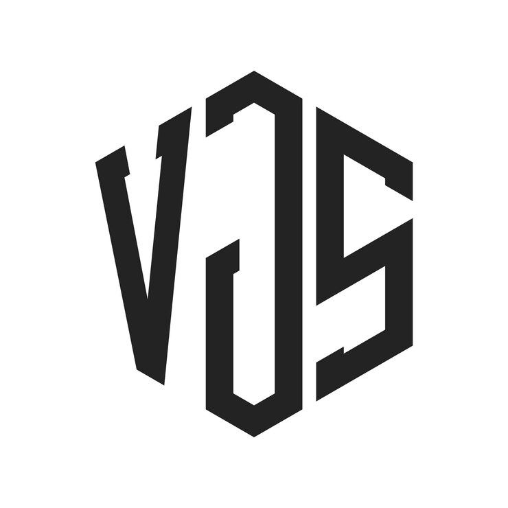 Vector diseño del logotipo de vjs letra inicial vjs monograma logotipo con forma de hexágono