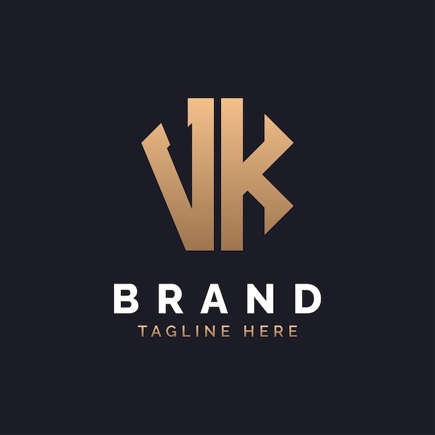 Diseño del logotipo VK Moderno Minimal Elegante y lujoso Logotipo VK Alfabeto Letra Diseño del logó VK para la identidad empresarial corporativa de la marca