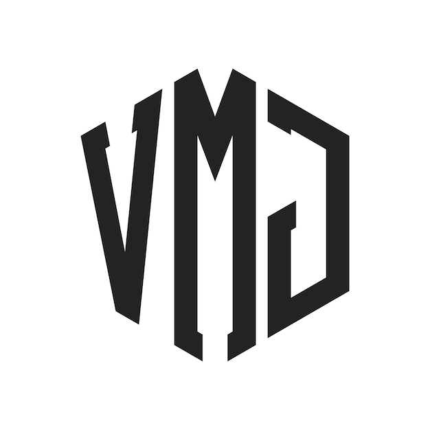 Diseño del logotipo de VMJ Letra inicial Logotipo del monograma de VMJ con forma de hexágono