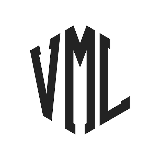 Diseño del logotipo VML Letra inicial VML Monograma Logotipo con forma de hexágono