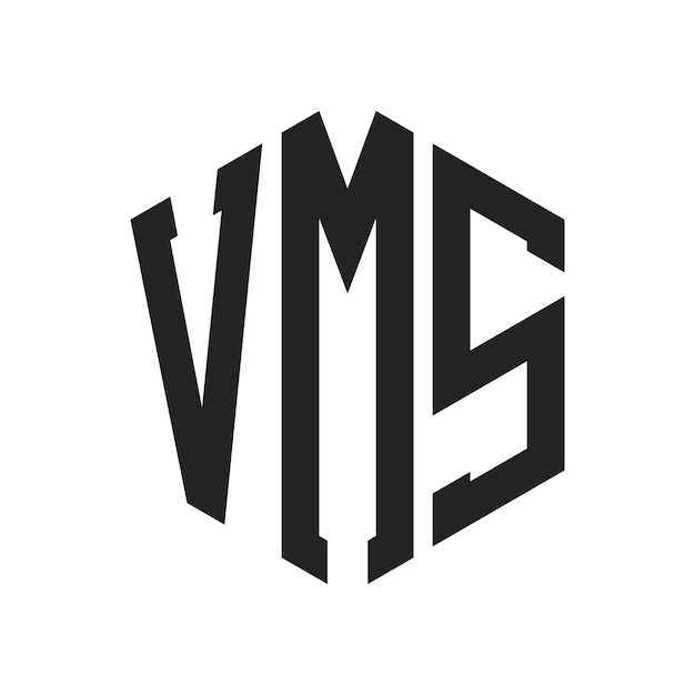 Diseño del logotipo de VMS Letra inicial VMS Monograma Logotipo con forma de hexágono