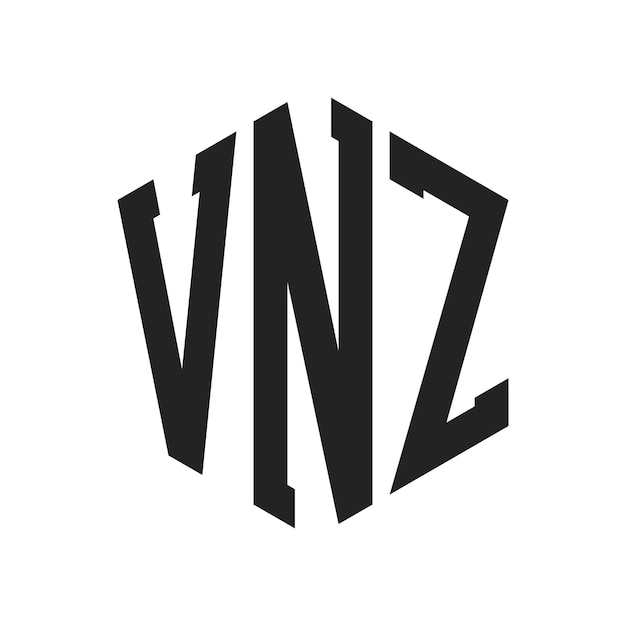 Diseño del logotipo de VNZ Letra inicial Monograma de VNZ Logotipo con forma de hexágono