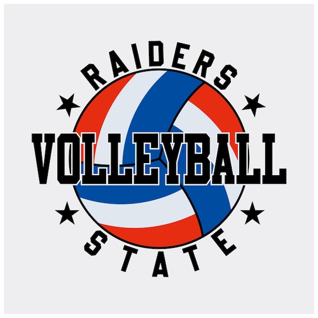 diseño del logotipo del voleibol con la pelota y el signo de la estrella