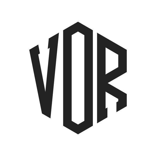Diseño del logotipo VOR Letra inicial VOR Monograma Logotipo con forma de hexágono